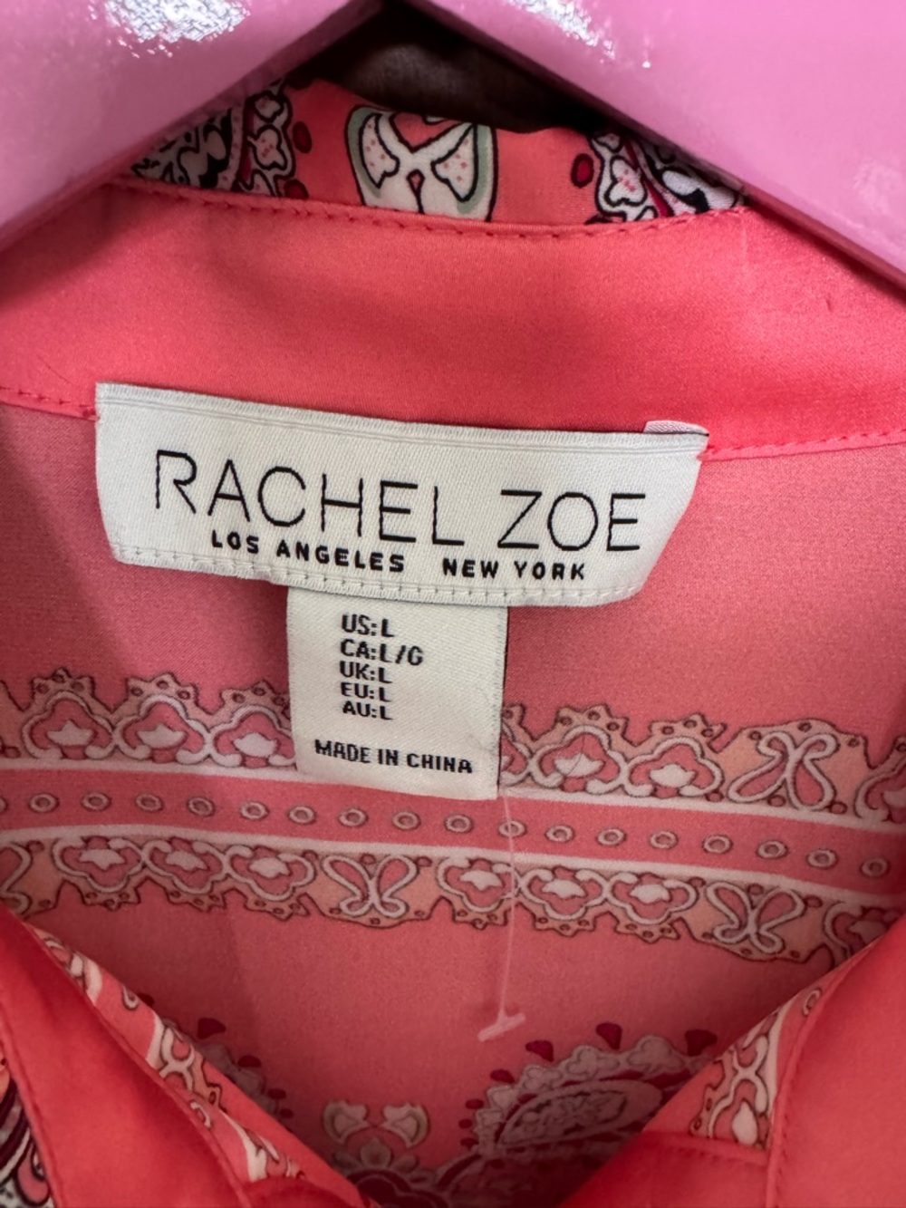 Rachel Zoe Pink Coral and Cream Paisley Button-Down Blouse - Picture 4 of 7